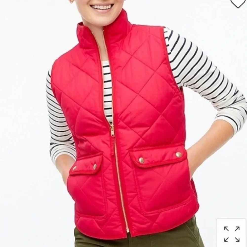J. Crew Pink Quilted Vest New! Medium